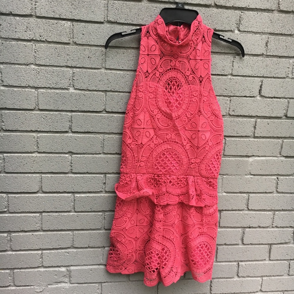 Free People Art Deco pink lace romper medium - Picture 2 of 4